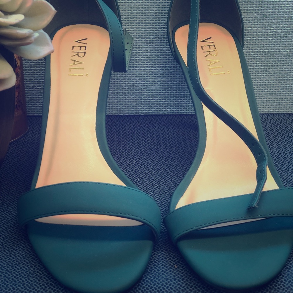 Turquoise green strappy heels